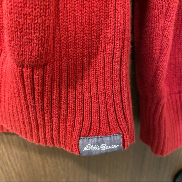 Eddie Bauer Men’s Red Quarter-Zip Rib-Knit Sweater Size XL 100% Cotton Pullover - Picture 10 of 15